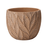 Vaso Cachepot Folhas em Cimento Marrom 14cm
