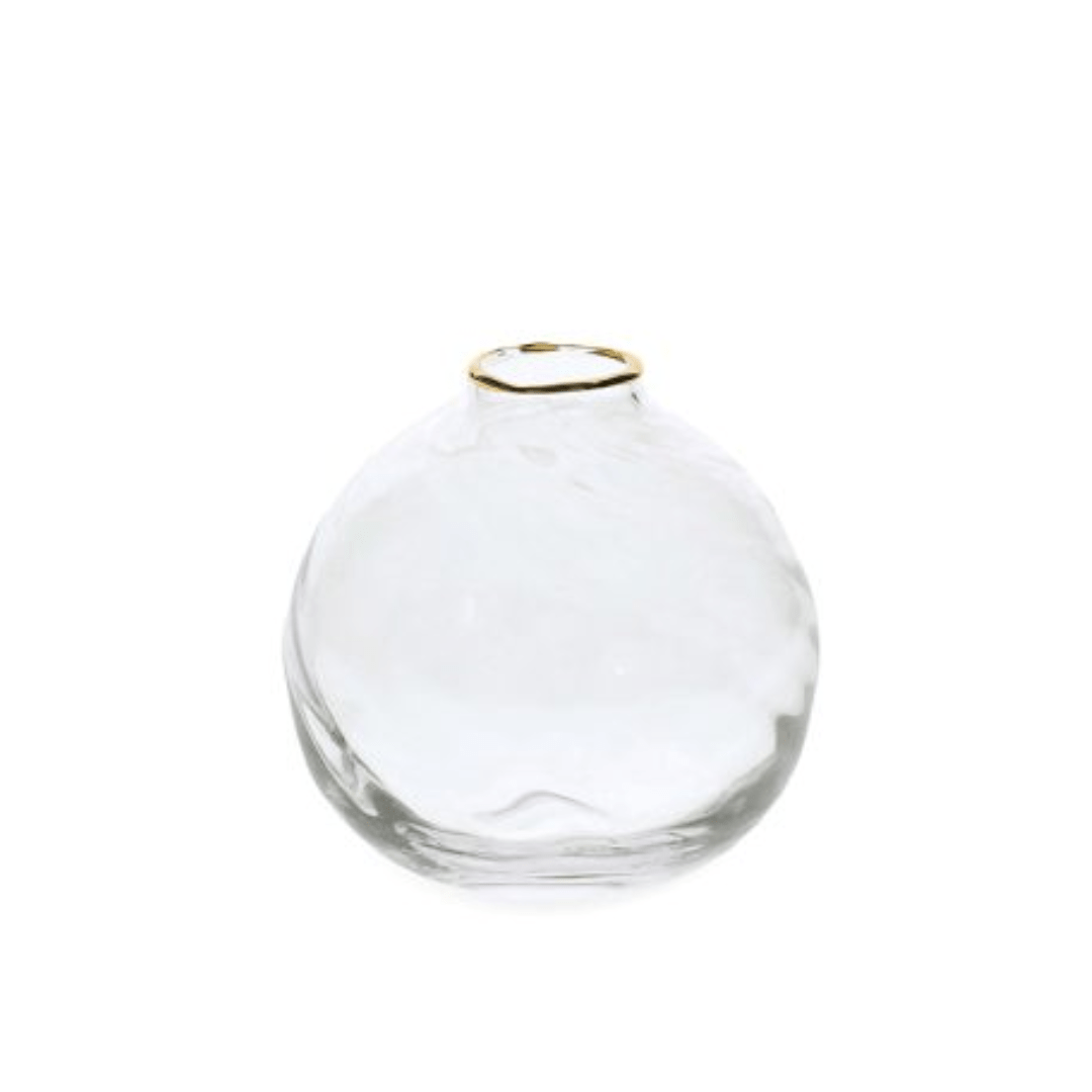 Vaso de Vidro com Borda de Ouro P 9,5cm