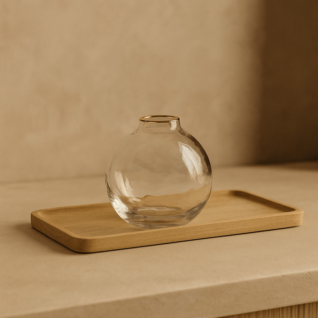 Vaso de Vidro com Borda de Ouro P 9,5cm