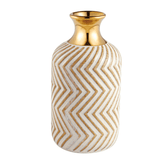 Vaso Decorativo Redondo Cinza e Dourado 23cm