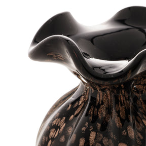 Vaso Murano Trouxinha de Vidro Italy Preto e Rose 11cm