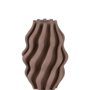 Vaso Estilo Ondulado Polirresina Marrom 24,7cm