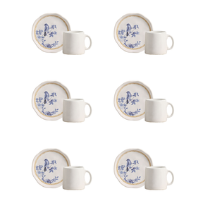 Jogo 6 Xicaras de Café com Pires Iris Azul 100ml