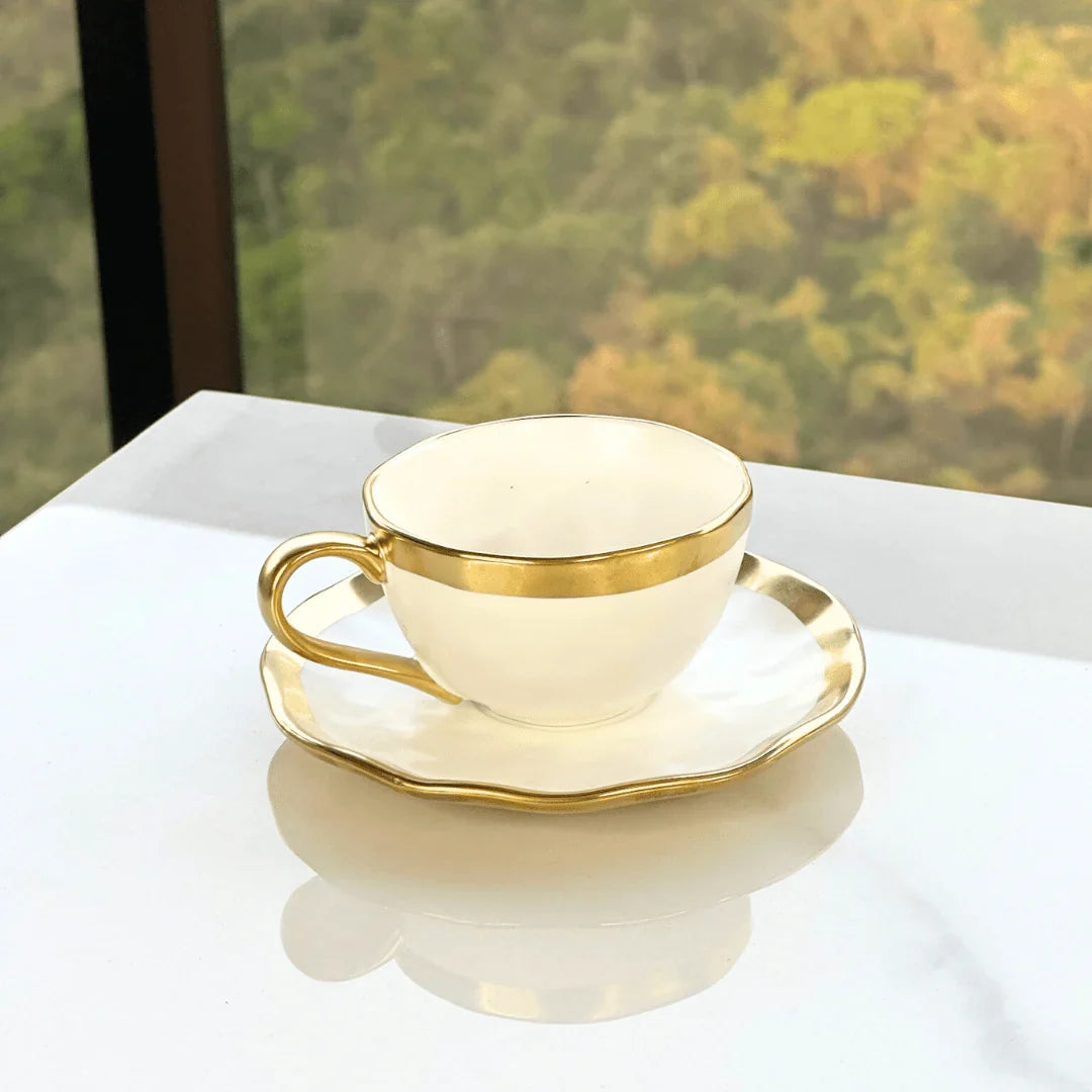 Kit Mesa Posta Dubai Branco e Dourado 3 Peças