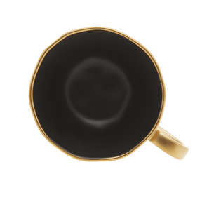 Xícara de Café com Pires em Porcelana Dubai Preto e Dourado 90ml