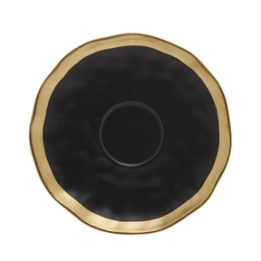 Xícara de Chá com Pires em Porcelana Dubai Preto e Dourado 200ml