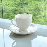Xícara para Café com Pires de Porcelana New Bone Butterfly Flower