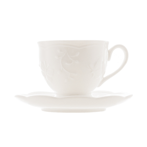 Xícara para Café com Pires de Porcelana New Bone Butterfly Flower
