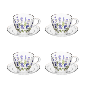 Kit 4 Xícaras de Café Cristal Lavanda 80ml