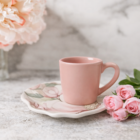 Jogo 6 Xicaras de Café com Pires Magnolia Rose 100ml