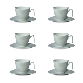 Jogo 6 Xicaras de Café com Colher em Porcelana Branca 80ml