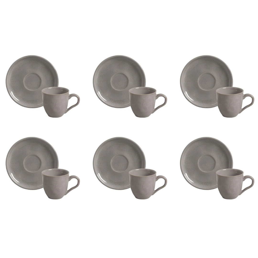Jogo 6 Xícaras de Café com Pires Bruma Cerâmica 120ml