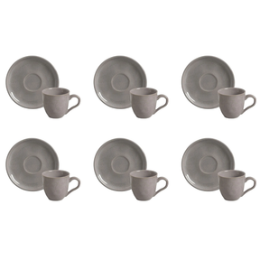 Jogo 6 Xícaras de Café com Pires Bruma Cerâmica 120ml