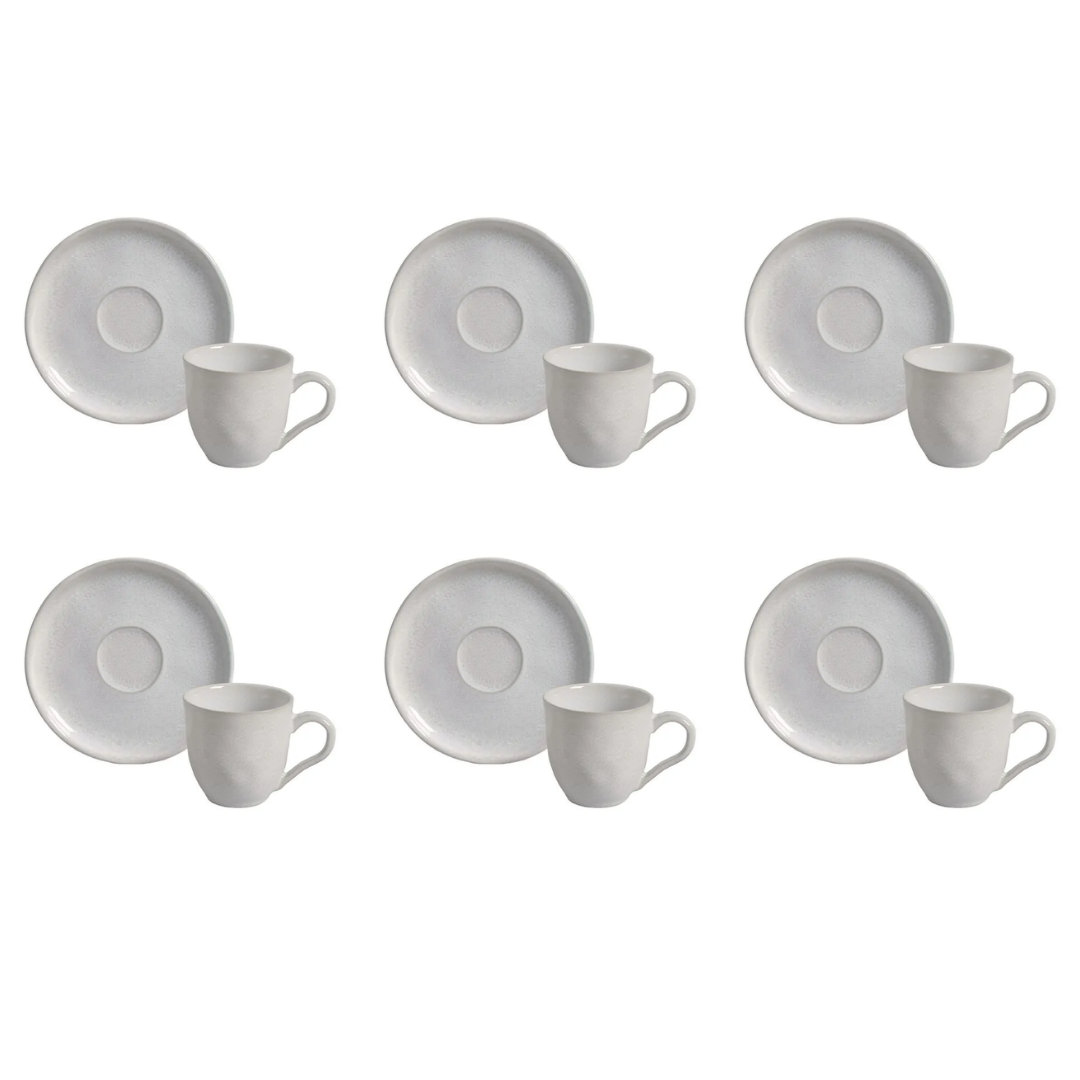 Jogo 6 Xícaras de Café com Pires Bio Luz de Cerâmica 120ml