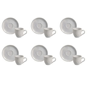 Jogo 6 Xícaras de Café com Pires Bio Luz de Cerâmica 120ml