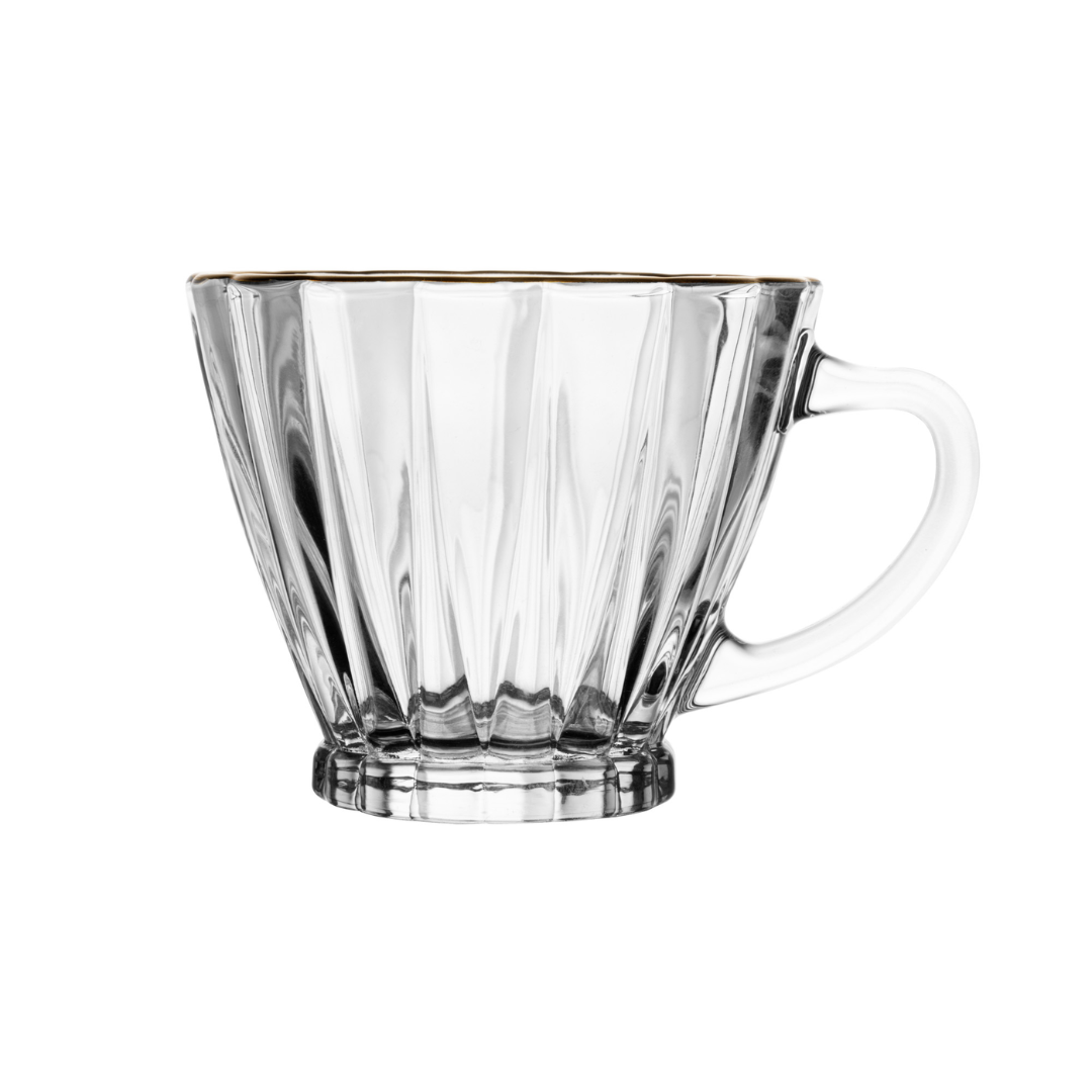 Jogo 2 Xícaras Café com Pires Radial Fio de Ouro 90ml