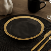 Prato Sobremesa com Filete Amassada Preto Fosco 20cm