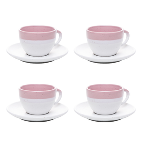 Jogo 4 Xícaras de Café com Pires Ombré Rosa 85ml