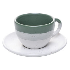 Jogo 4 Xícaras de Café com Píres Cerâmica Ombre Verde 85ml