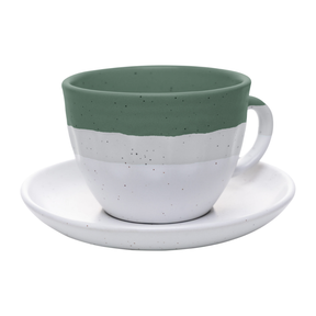 Jogo 4 Xícaras de Chá com Píres Cerâmica Ombre Verde 210ml